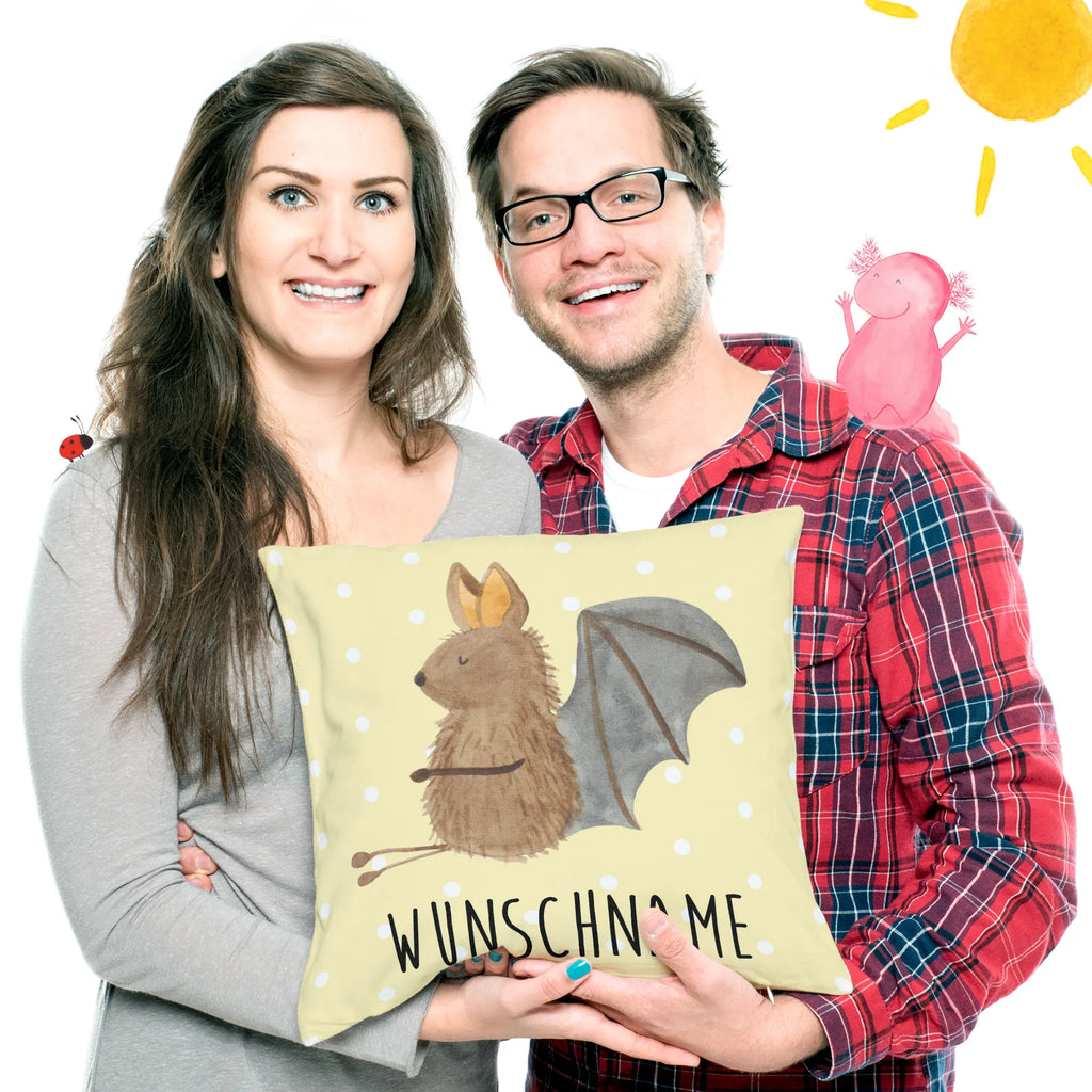 Personalised cushion bat Sit small animals, cute, funny, cute animal motives, hand drawn, small world, funny sayings, good mood, happy, gifts, gift ideas, special gifts, animal lover, card, bats, bat, relax, motivation