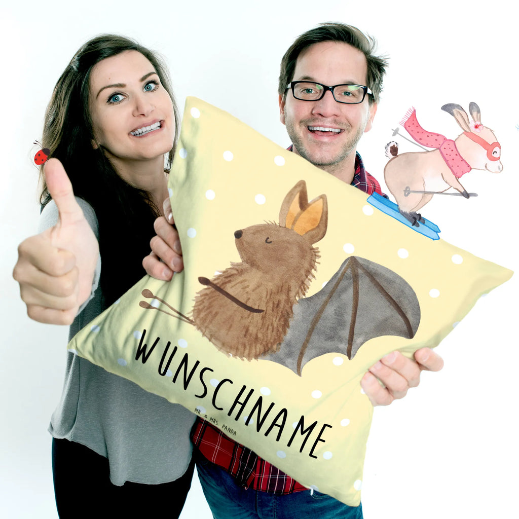 Personalised cushion bat Sit small animals, cute, funny, cute animal motives, hand drawn, small world, funny sayings, good mood, happy, gifts, gift ideas, special gifts, animal lover, card, bats, bat, relax, motivation