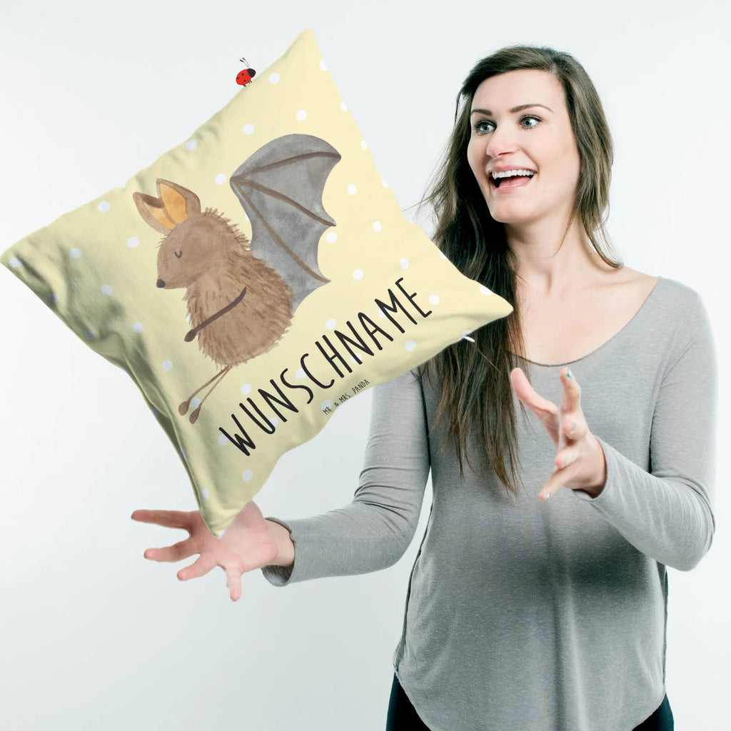 Personalised cushion bat Sit small animals, cute, funny, cute animal motives, hand drawn, small world, funny sayings, good mood, happy, gifts, gift ideas, special gifts, animal lover, card, bats, bat, relax, motivation