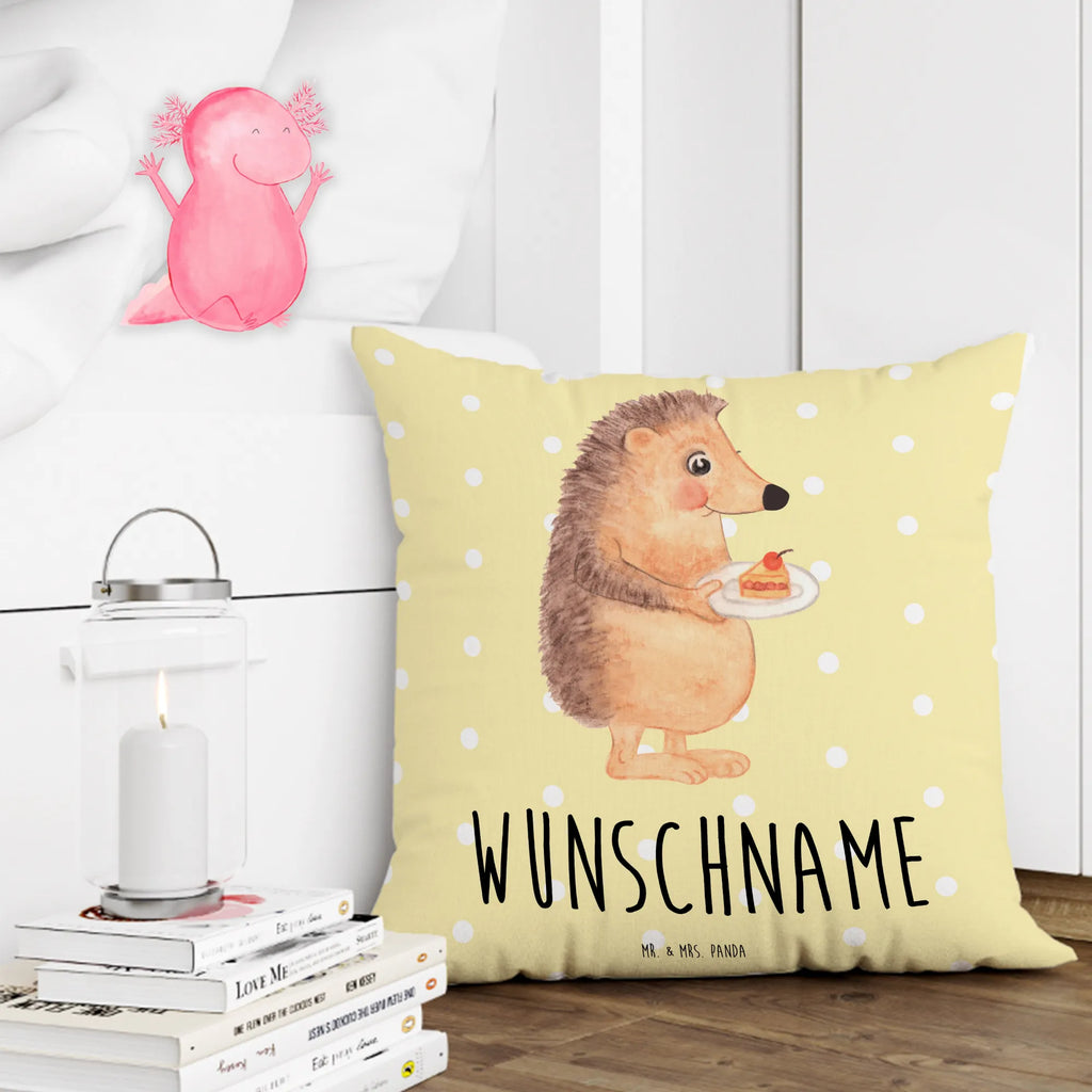 Personalised cushion Hedgehog piece of cake small animals, cute, funny, cute animal motives, hand drawn, small world, funny sayings, good mood, happy, gifts, gift ideas, special gifts, animal lover, card, invitation party, hedgehog, cake, baking gift, birthday cake, bake cake, food saying