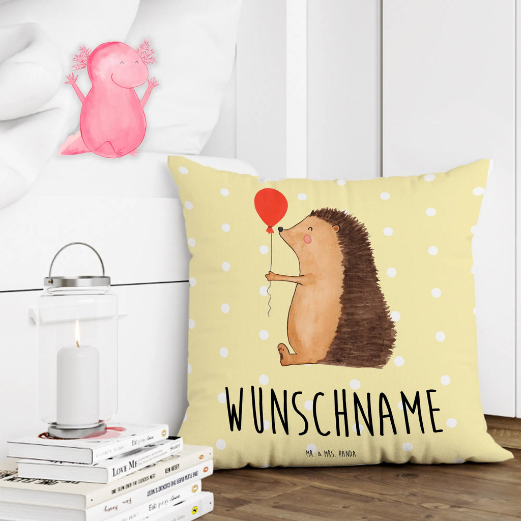 Personalised cushion Hedgehog balloon small animals, cute, funny, cute animal motives, hand drawn, small world, funny sayings, good mood, happy, gifts, gift ideas, special gifts, animal lover, card, Happy Birthday, hedgehog, Birthday Child, Birthday, Balloon