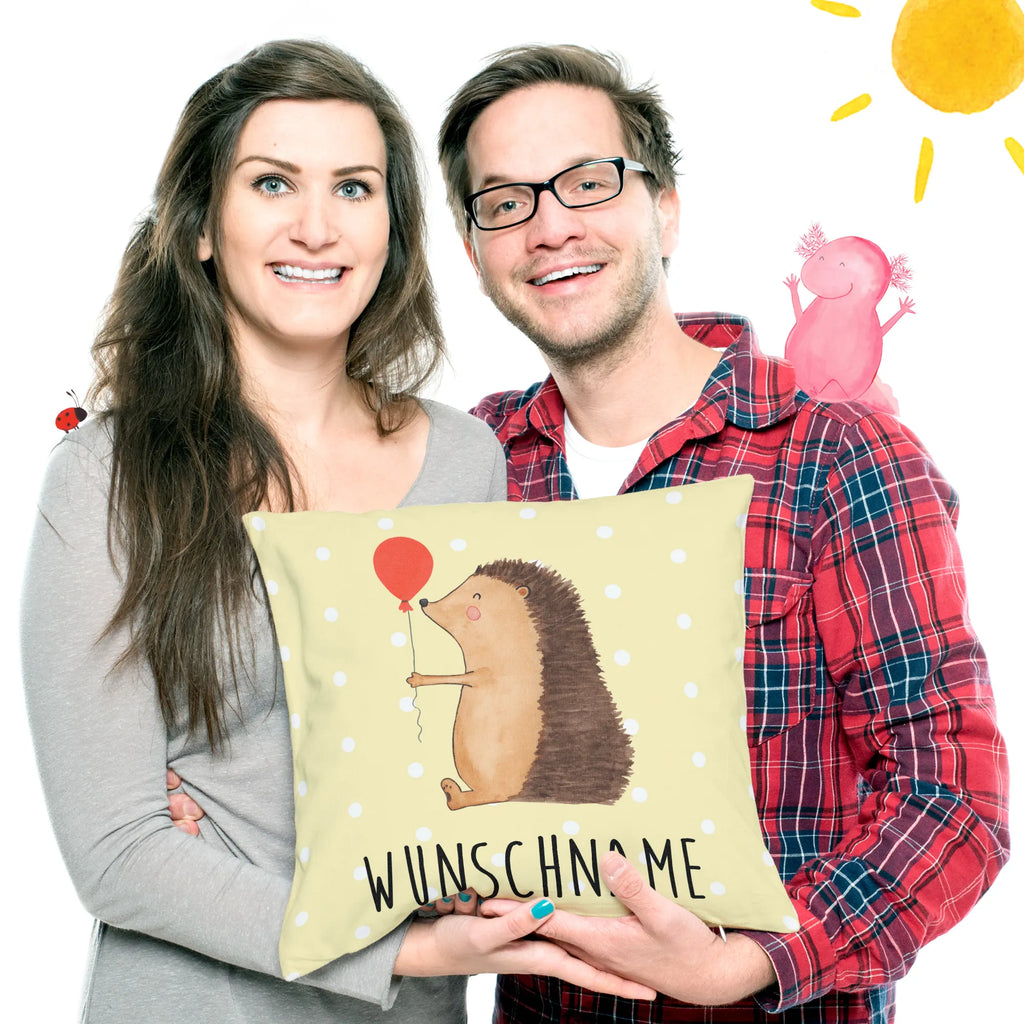 Personalised cushion Hedgehog balloon small animals, cute, funny, cute animal motives, hand drawn, small world, funny sayings, good mood, happy, gifts, gift ideas, special gifts, animal lover, card, Happy Birthday, hedgehog, Birthday Child, Birthday, Balloon