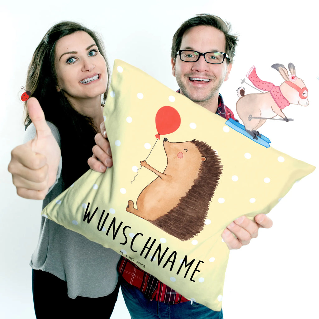 Personalised cushion Hedgehog balloon small animals, cute, funny, cute animal motives, hand drawn, small world, funny sayings, good mood, happy, gifts, gift ideas, special gifts, animal lover, card, Happy Birthday, hedgehog, Birthday Child, Birthday, Balloon