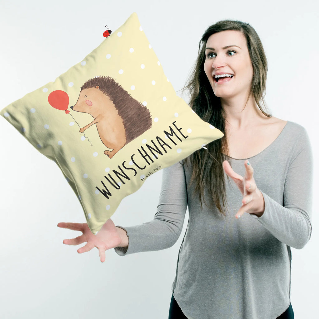 Personalised cushion Hedgehog balloon small animals, cute, funny, cute animal motives, hand drawn, small world, funny sayings, good mood, happy, gifts, gift ideas, special gifts, animal lover, card, Happy Birthday, hedgehog, Birthday Child, Birthday, Balloon