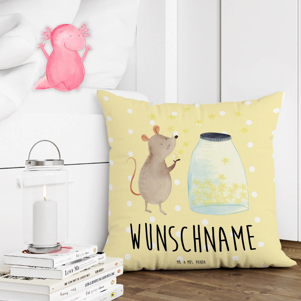 Personalised cushion Mouse Stars small animals, cute, funny, cute animal motives, hand drawn, small world, funny sayings, good mood, happy, gifts, gift ideas, special gifts, animal lover, card, wish, child, baptism, birth, first child, dreams, stars, hope, child birthday, Mouse, pregnancy, baptism gift, birthday
