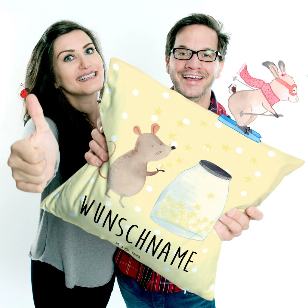 Personalised cushion Mouse Stars small animals, cute, funny, cute animal motives, hand drawn, small world, funny sayings, good mood, happy, gifts, gift ideas, special gifts, animal lover, card, wish, child, baptism, birth, first child, dreams, stars, hope, child birthday, Mouse, pregnancy, baptism gift, birthday