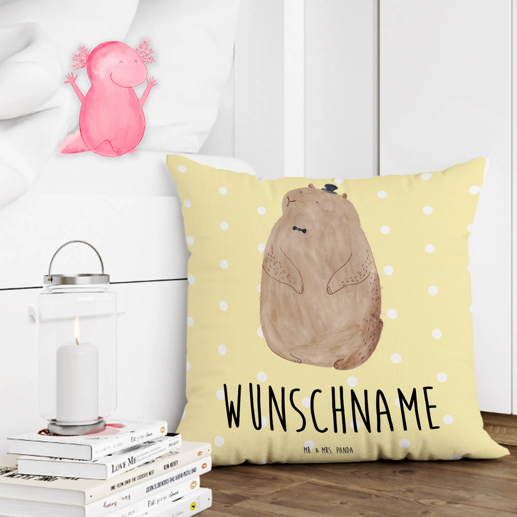 Personalised cushion Groundhog small animals, cute, funny, cute animal motives, hand drawn, small world, funny sayings, good mood, happy, gifts, gift ideas, special gifts, animal lover, card, etiquette, Groundhog, respect, decency, cheerfulness, friendliness