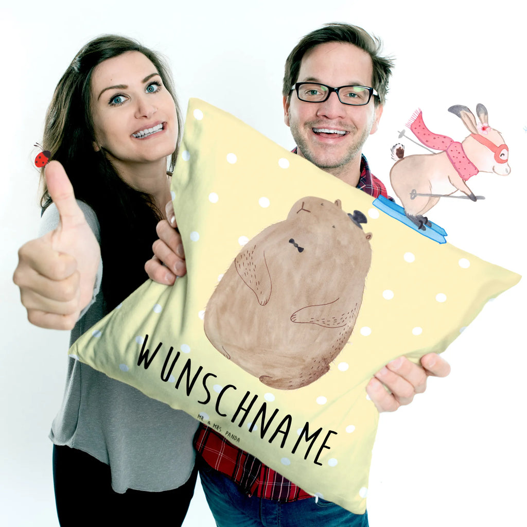 Personalised cushion Groundhog small animals, cute, funny, cute animal motives, hand drawn, small world, funny sayings, good mood, happy, gifts, gift ideas, special gifts, animal lover, card, etiquette, Groundhog, respect, decency, cheerfulness, friendliness