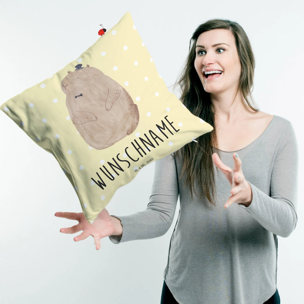 Personalised cushion Groundhog small animals, cute, funny, cute animal motives, hand drawn, small world, funny sayings, good mood, happy, gifts, gift ideas, special gifts, animal lover, card, etiquette, Groundhog, respect, decency, cheerfulness, friendliness