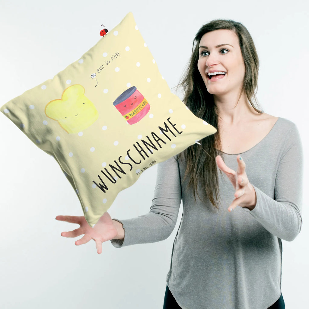 Personalised cushion toast jam small animals, cute, funny, cute animal motives, hand drawn, small world, funny sayings, good mood, happy, gifts, gift ideas, special gifts, animal lover, card, kitchen saying, kitchen decoration, Toast, bread, dreamteam, sweet, toast, cute postcard, breakfast invitation, jam