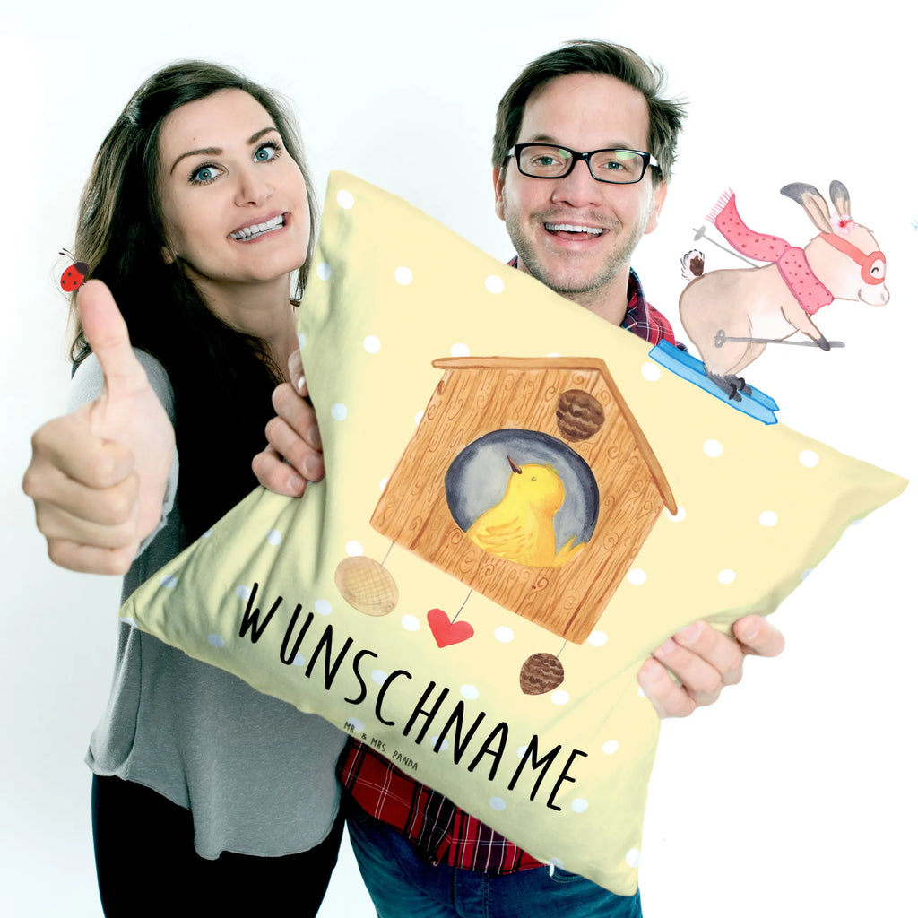 Personalised cushion Bird House small animals, cute, funny, cute animal motives, hand drawn, small world, funny sayings, good mood, happy, gifts, gift ideas, special gifts, animal lover, card, birdhouse, birds, family, home sweet home, castle, Bird, our house, favorite place, house, home, nest, apartment