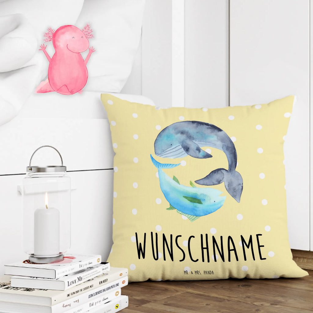 Personalised cushion whale tuna small animals, cute, funny, cute animal motives, hand drawn, small world, funny sayings, good mood, happy, gifts, gift ideas, special gifts, animal lover, card, saying funny, flat joke, tuna, choice, word joke funny, saying of the day, flat joke gift, whale, joke