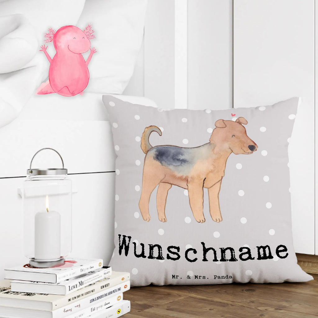 Personalised cushion Airedale Terrier Lifesaver Dog, dog breed, purebred dog, dog owner, gift, animal lover, giving, puppy