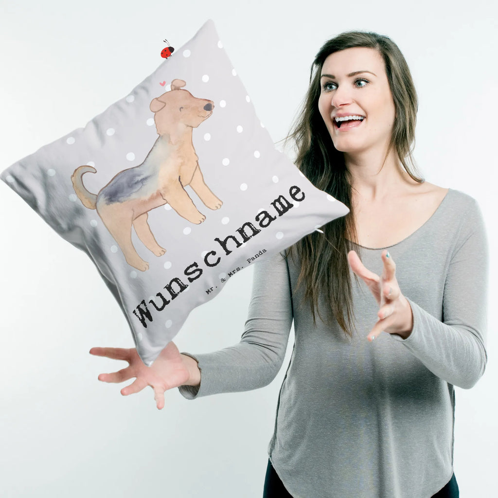 Personalised cushion Airedale Terrier Lifesaver Dog, dog breed, purebred dog, dog owner, gift, animal lover, giving, puppy