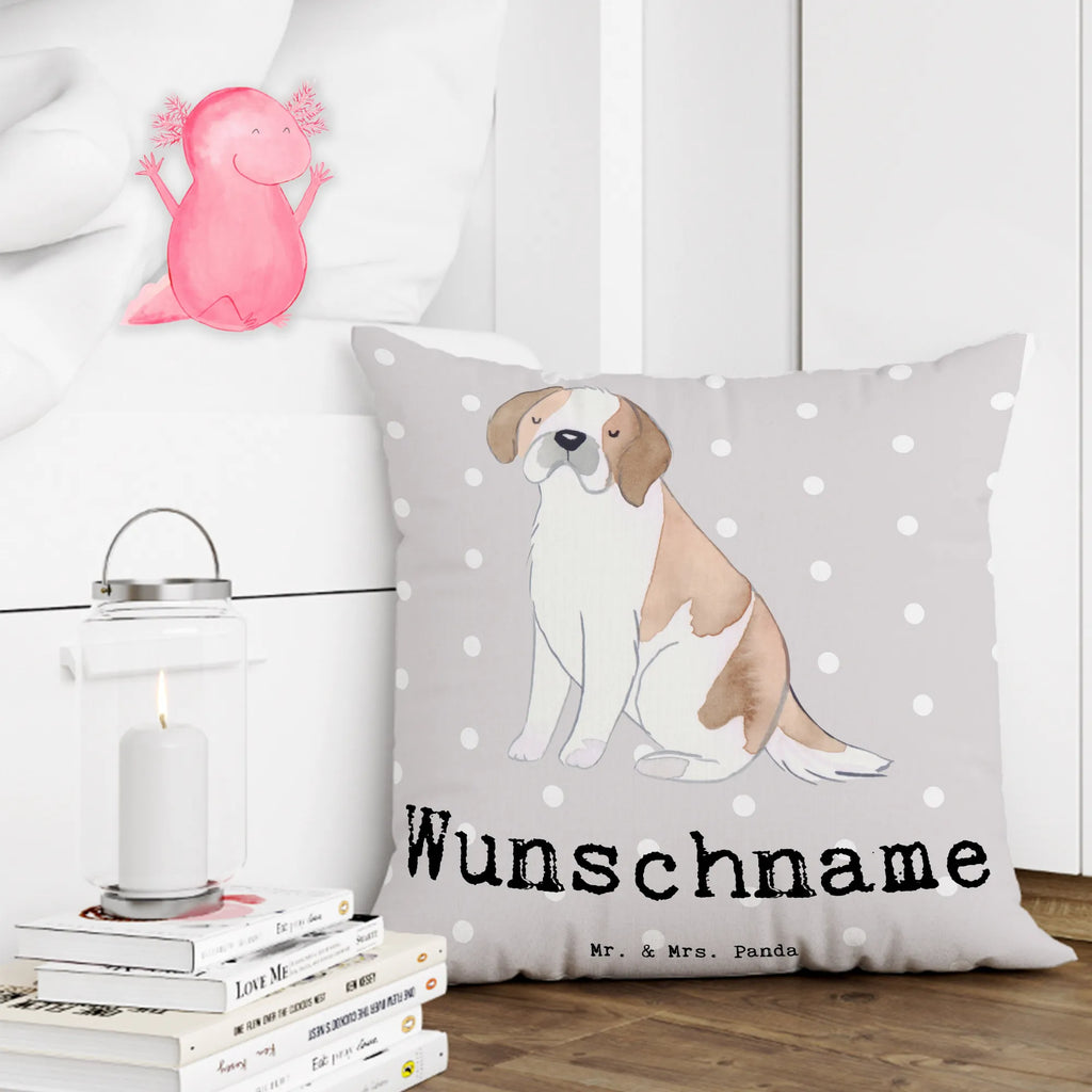Personalised cushion Saint Bernard Lifesaver Dog, dog breed, purebred dog, dog owner, gift, animal lover, giving, puppy