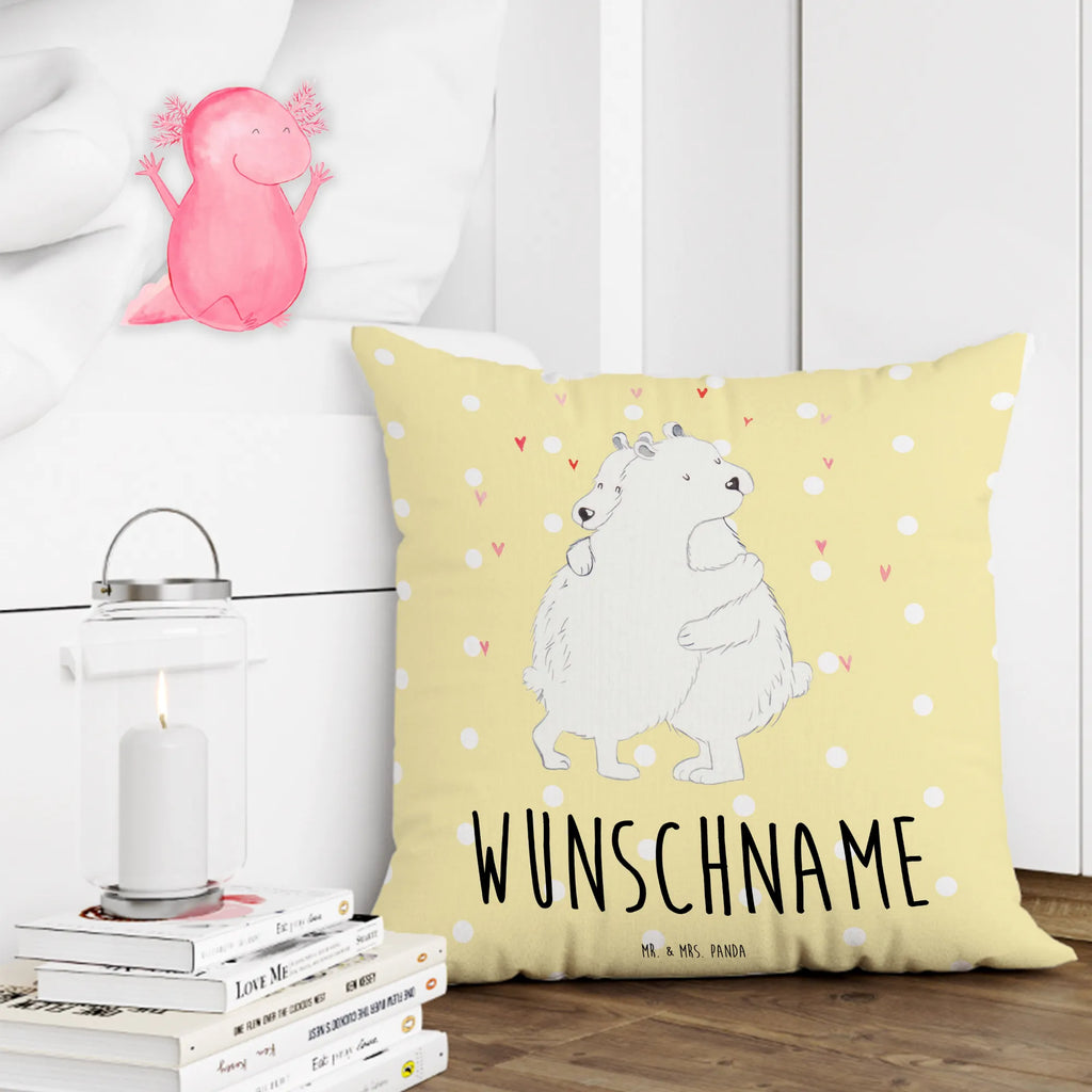 Personalised cushion Icebear Embrace small animals, cute, funny, cute animal motives, hand drawn, small world, funny sayings, good mood, happy, gifts, gift ideas, special gifts, animal lover, card