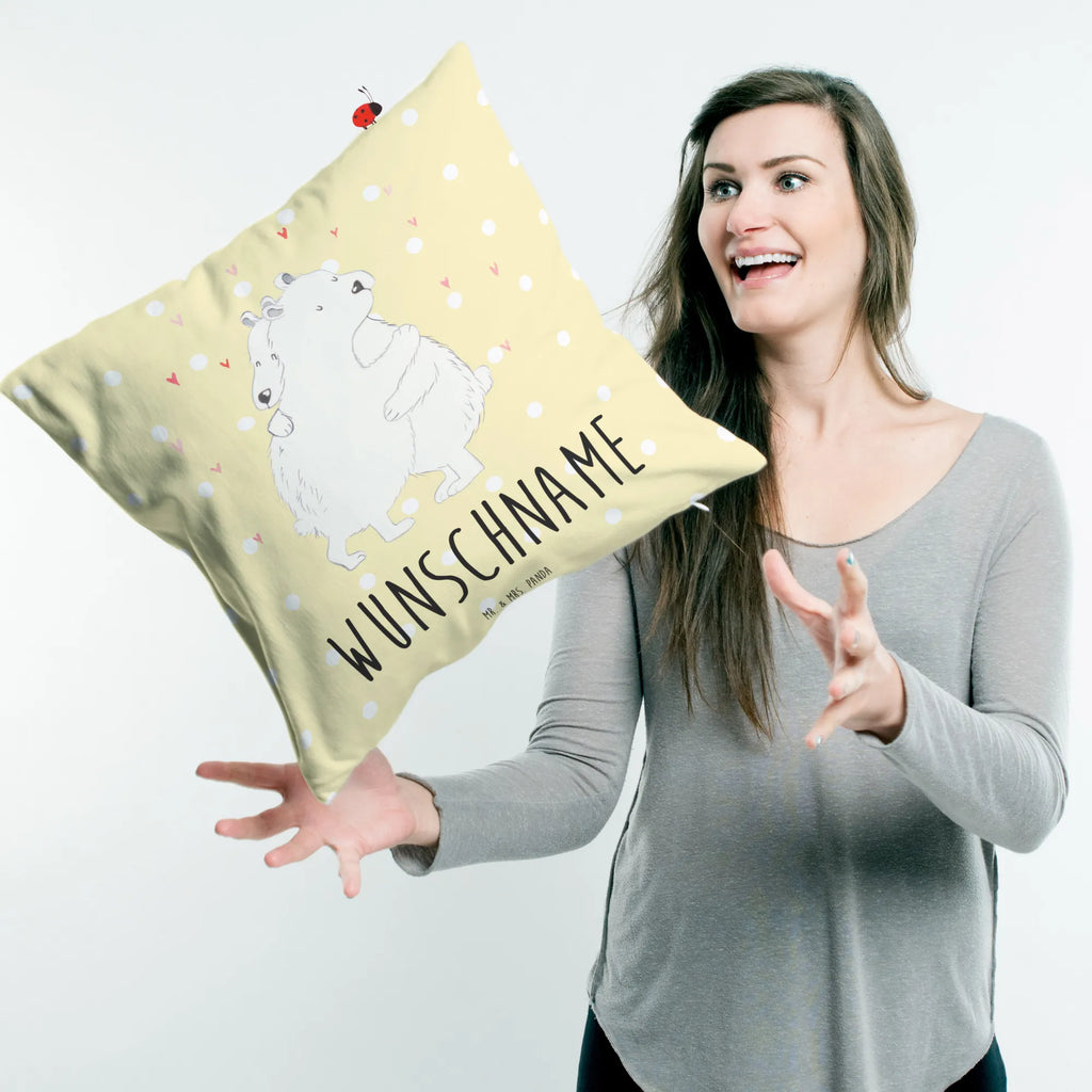 Personalised cushion Icebear Embrace small animals, cute, funny, cute animal motives, hand drawn, small world, funny sayings, good mood, happy, gifts, gift ideas, special gifts, animal lover, card