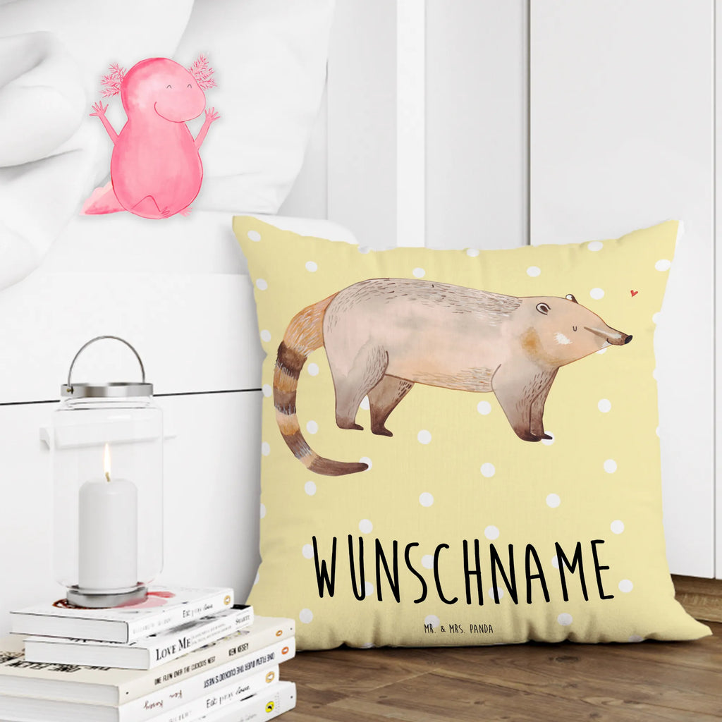 Personalised cushion Coati small animals, cute, funny, cute animal motives, hand drawn, small world, funny sayings, good mood, happy, gifts, gift ideas, special gifts, animal lover, card, bear, trunk bear, Nose bear, nose bear