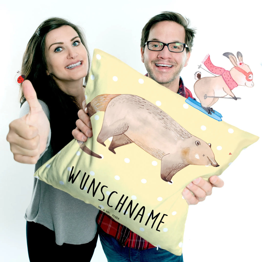 Personalised cushion Coati small animals, cute, funny, cute animal motives, hand drawn, small world, funny sayings, good mood, happy, gifts, gift ideas, special gifts, animal lover, card, bear, trunk bear, Nose bear, nose bear