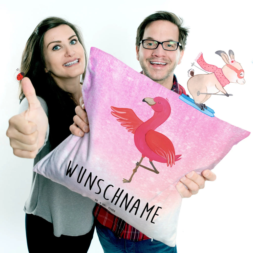 Personalised cushion flamingo yoga Flamingo, pink, pink bird, bird of paradise, red, flamingo decoration, gift pink, gifts, gift idea, children, adults, girls, flamingo fans, summer, vacation, sea, unusual gifts in pink, pink gifts, girls gifts, small gifts, Caribbean feeling, funny sayings, namaste, deep relaxation, mindfulness, anger, yoga, bird, agitation, relaxation, yoga exercise