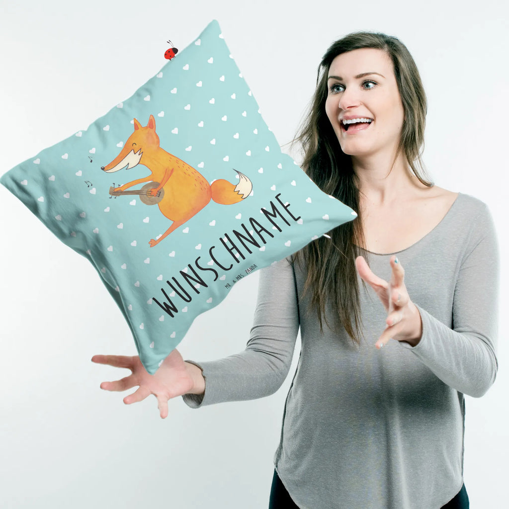 Personalised cushion Fox guitar fox, foxes, forest wildlife, clever as a fox, animal lover, guitar, musician, singer, gift musician, Fox, music saying