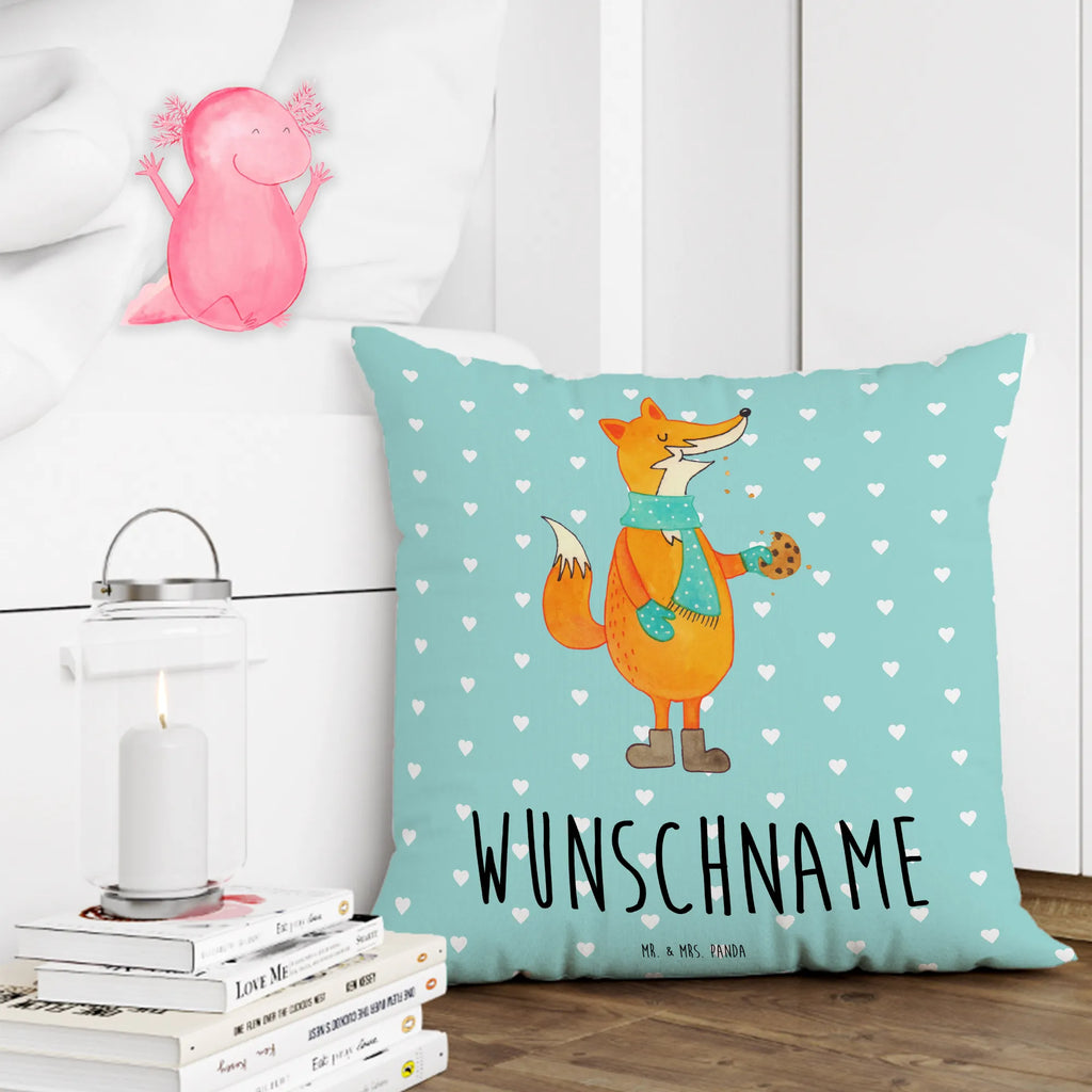 Personalised cushion Fox biscuit fox, foxes, forest wildlife, clever as a fox, animal lover, christmas present, kitchen decoration, christmas time, cookies, winter, love, baking saying