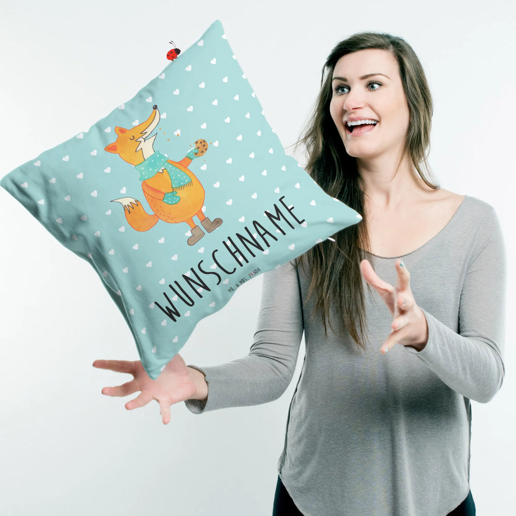 Personalised cushion Fox biscuit fox, foxes, forest wildlife, clever as a fox, animal lover, christmas present, kitchen decoration, christmas time, cookies, winter, love, baking saying