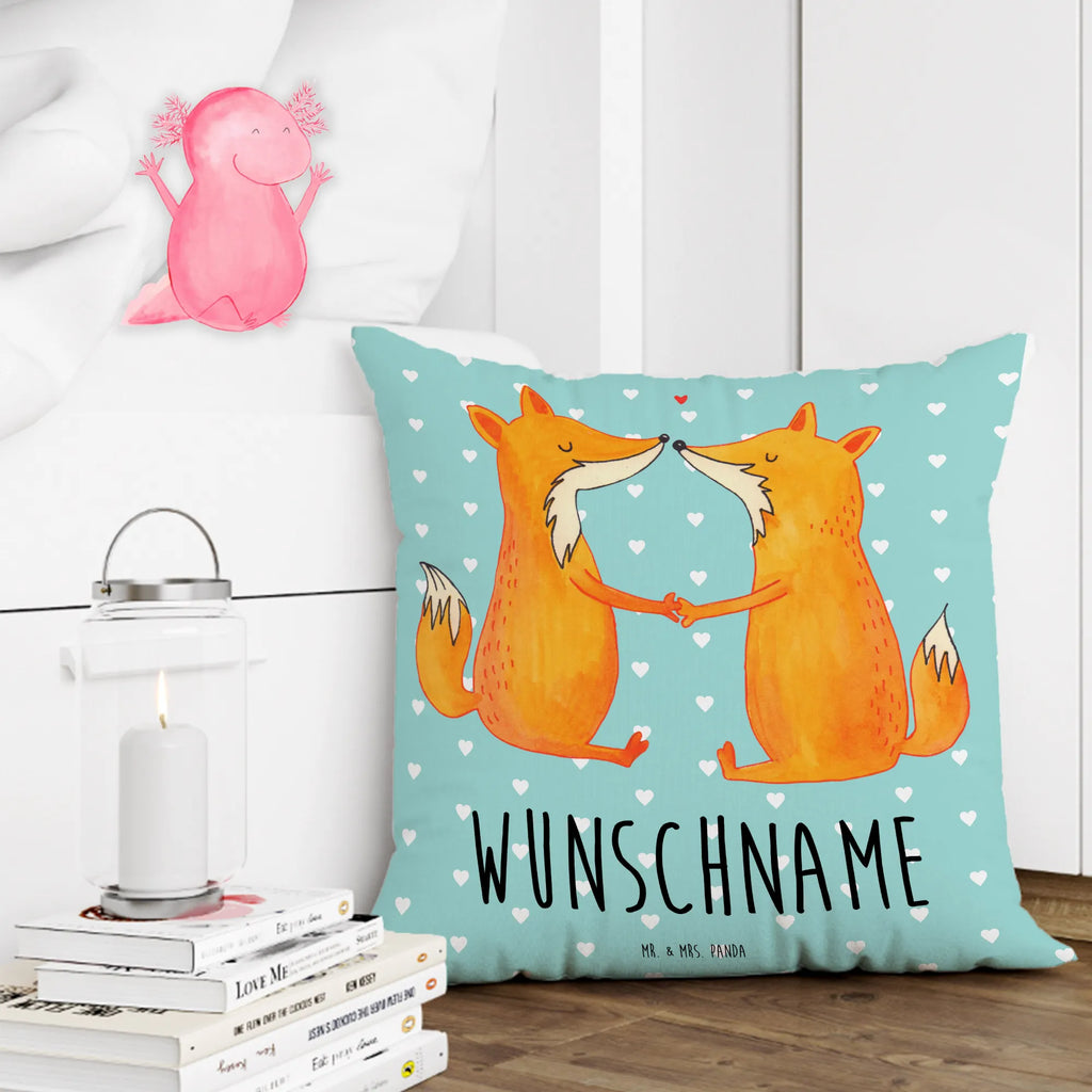 Personalised cushion foxes Love fox, foxes, forest wildlife, clever as a fox, animal lover, girlfriend, couple, marriage, fiancée, boyfriend, lovers, love, wife, partner, proof of love, husband