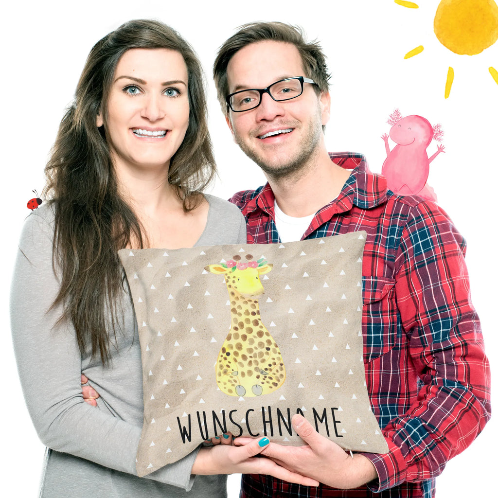 Personalizowana poduszka żyrafa Wieniec kwiatów Afryka, dzikie zwierzęta