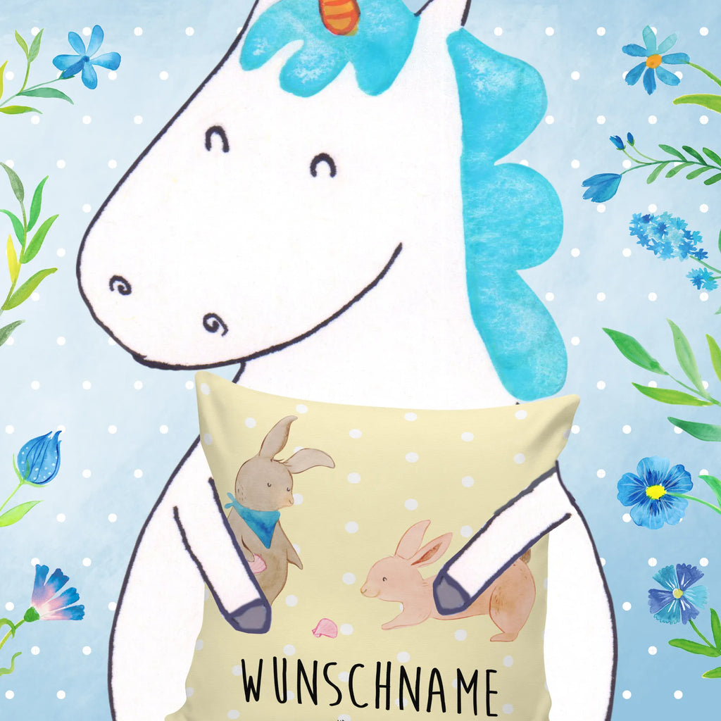 Personalised cushion Bunnies with seashell Kopfkissen, Name, personalisiert, bedrucken, Kissen, Wunschname, Familie, Vatertag, Muttertag, Bruder, Schwester, Mama, Papa, Oma, Opa, Muscheln, Freundin, Muscheln sammeln, best friends, Meer, Freundinnen, beste Freundin, Hasen, BFF