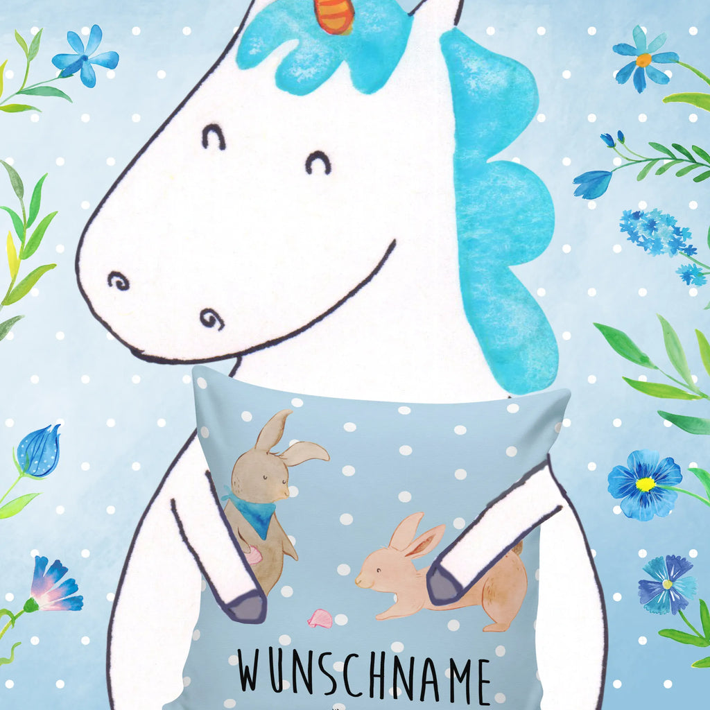 Personalised cushion Bunnies with seashell Kopfkissen, Name, personalisiert, bedrucken, Kissen, Wunschname, Familie, Vatertag, Muttertag, Bruder, Schwester, Mama, Papa, Oma, Opa, Muscheln, Freundin, Muscheln sammeln, best friends, Meer, Freundinnen, beste Freundin, Hasen, BFF