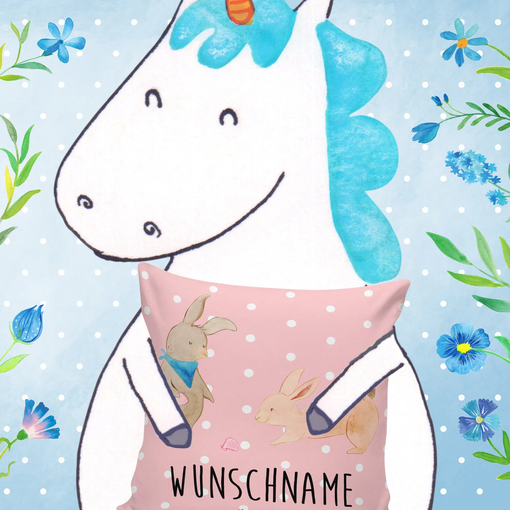 Personalised cushion Bunnies with seashell Kopfkissen, Name, personalisiert, bedrucken, Kissen, Wunschname, Familie, Vatertag, Muttertag, Bruder, Schwester, Mama, Papa, Oma, Opa, Muscheln, Freundin, Muscheln sammeln, best friends, Meer, Freundinnen, beste Freundin, Hasen, BFF