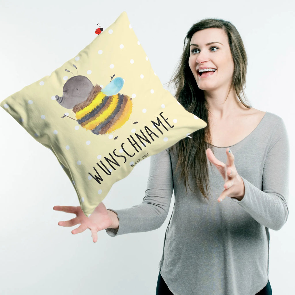 Personalised cushion bumblebee fluffy small animals, cute, funny, cute animal motives, hand drawn, small world, funny sayings, good mood, happy, gifts, gift ideas, special gifts, animal lover, card, Nature, Flower, Bee, Fluffy, Bumblebee