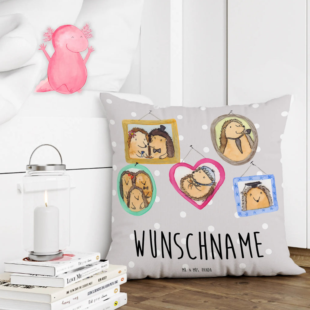 Personalised cushion Hedgehog family Personalisiert, Bedrucken, Kopfkissen, Kissen, Name, Wunschname, Schwester, Familie, Vatertag, Opa, Oma, Muttertag, Papa, Mama, Bruder, Glück, Bilder, Igel, Liebe, Zusammenhalt