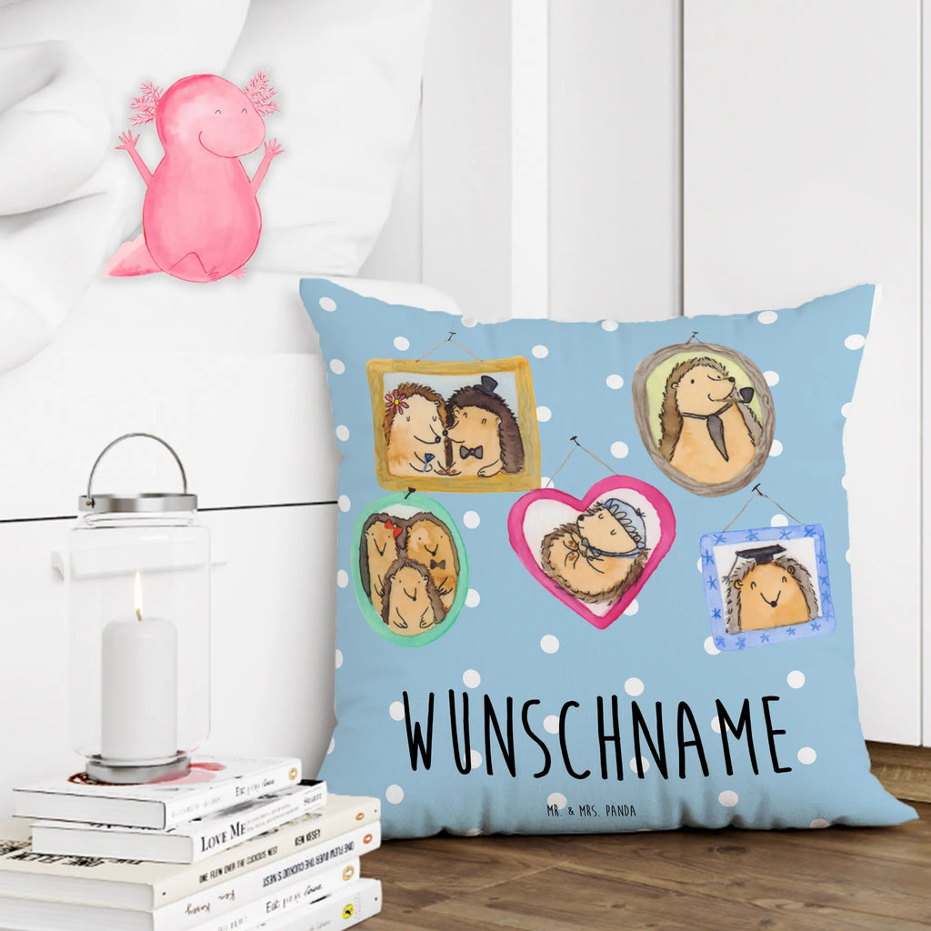 Personalised cushion Hedgehog family Personalisiert, Bedrucken, Kopfkissen, Kissen, Name, Wunschname, Schwester, Familie, Vatertag, Opa, Oma, Muttertag, Papa, Mama, Bruder, Glück, Bilder, Igel, Liebe, Zusammenhalt
