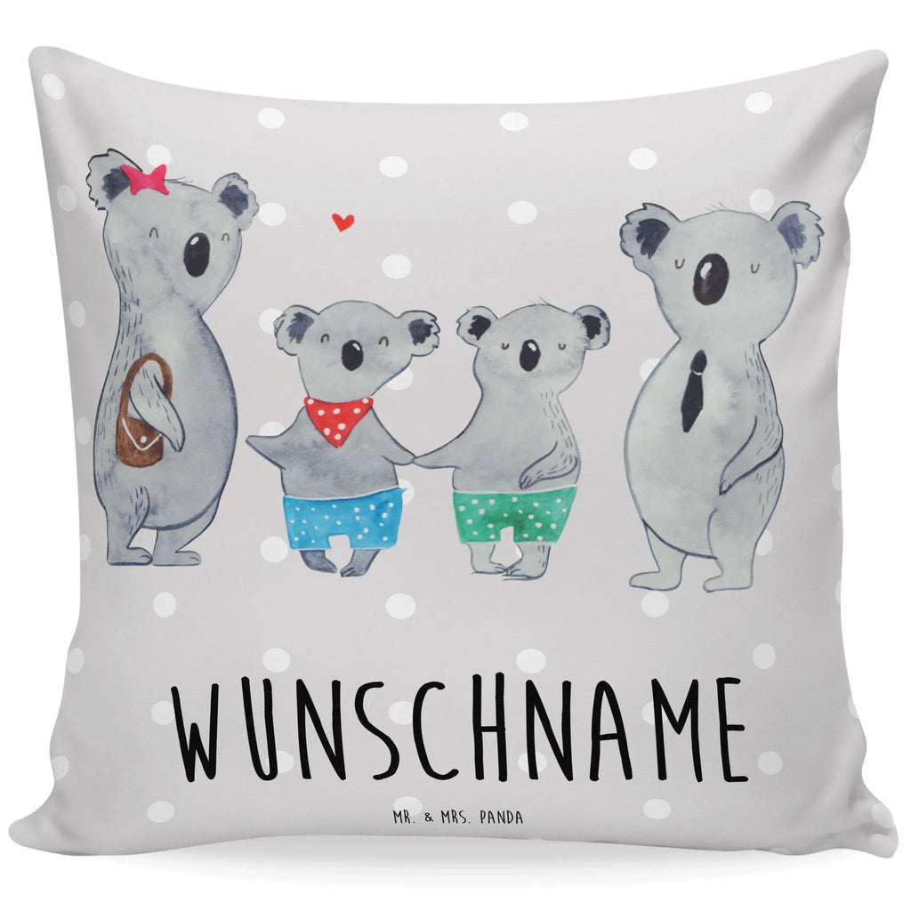 Personalised cushion Koala family with two kids Name, Kissen, bedrucken, Wunschname, Kopfkissen, personalisiert, Familie, Vatertag, Muttertag, Bruder, Schwester, Mama, Papa, Oma, Opa, Familienleben, Koala, beste Familie, Lieblingsfamilie, Koalafamilie, Familienzeit, Koalabär