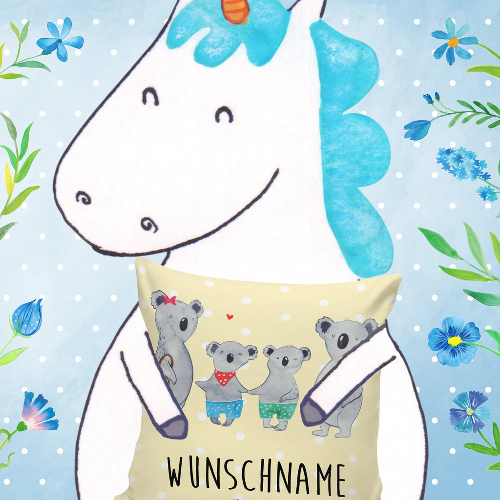 Personalised cushion Koala family with two kids Name, Kissen, bedrucken, Wunschname, Kopfkissen, personalisiert, Familie, Vatertag, Muttertag, Bruder, Schwester, Mama, Papa, Oma, Opa, Familienleben, Koala, beste Familie, Lieblingsfamilie, Koalafamilie, Familienzeit, Koalabär