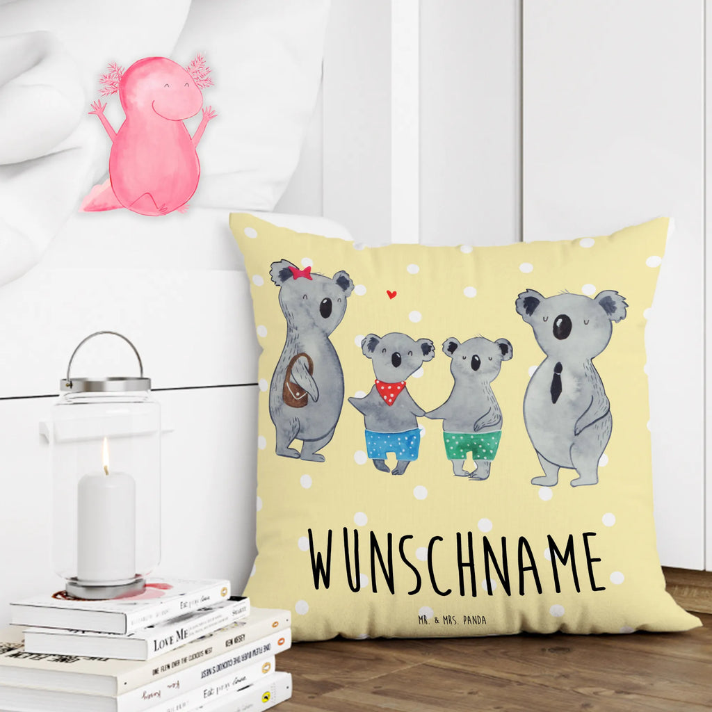 Personalised cushion Koala family with two kids Name, Kissen, bedrucken, Wunschname, Kopfkissen, personalisiert, Familie, Vatertag, Muttertag, Bruder, Schwester, Mama, Papa, Oma, Opa, Familienleben, Koala, beste Familie, Lieblingsfamilie, Koalafamilie, Familienzeit, Koalabär