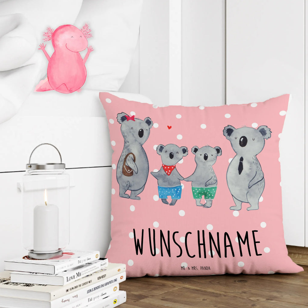 Personalised cushion Koala family with two kids Name, Kissen, bedrucken, Wunschname, Kopfkissen, personalisiert, Familie, Vatertag, Muttertag, Bruder, Schwester, Mama, Papa, Oma, Opa, Familienleben, Koala, beste Familie, Lieblingsfamilie, Koalafamilie, Familienzeit, Koalabär