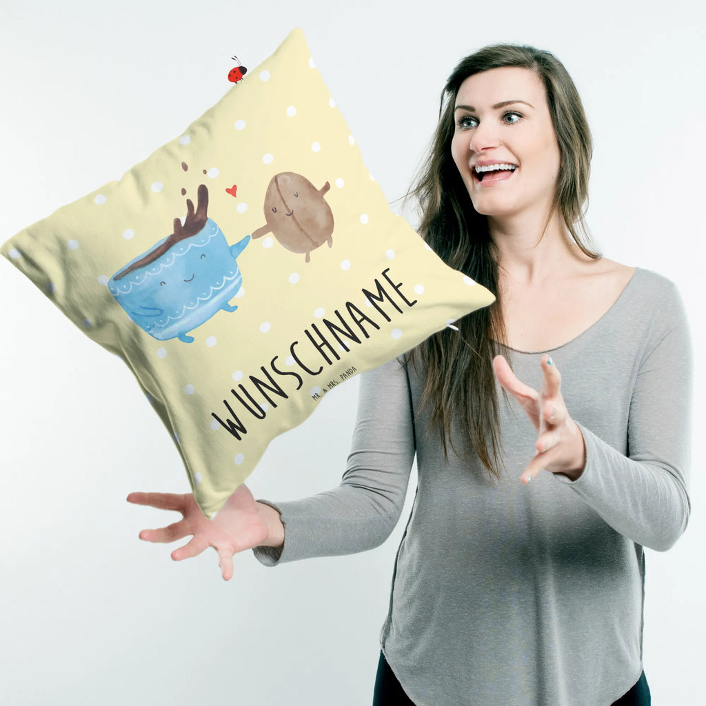 Personalised cushion Coffee Bean small animals, cute, funny, cute animal motives, hand drawn, small world, funny sayings, good mood, happy, gifts, gift ideas, special gifts, animal lover, card, coffee bean, happiness, pleasure, Coffee, satisfaction