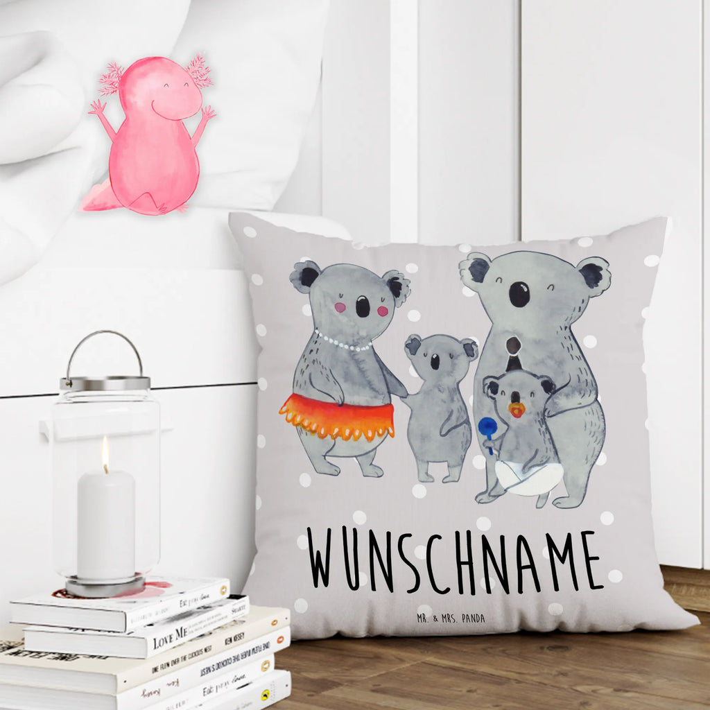 Personalised cushion Koala Family bedrucken, Wunschname, Kissen, Name, personalisiert, Kopfkissen, Familie, Vatertag, Muttertag, Bruder, Schwester, Mama, Papa, Oma, Opa, Koalas, Family, Kinder, Familienleben, Koala, Geschwister