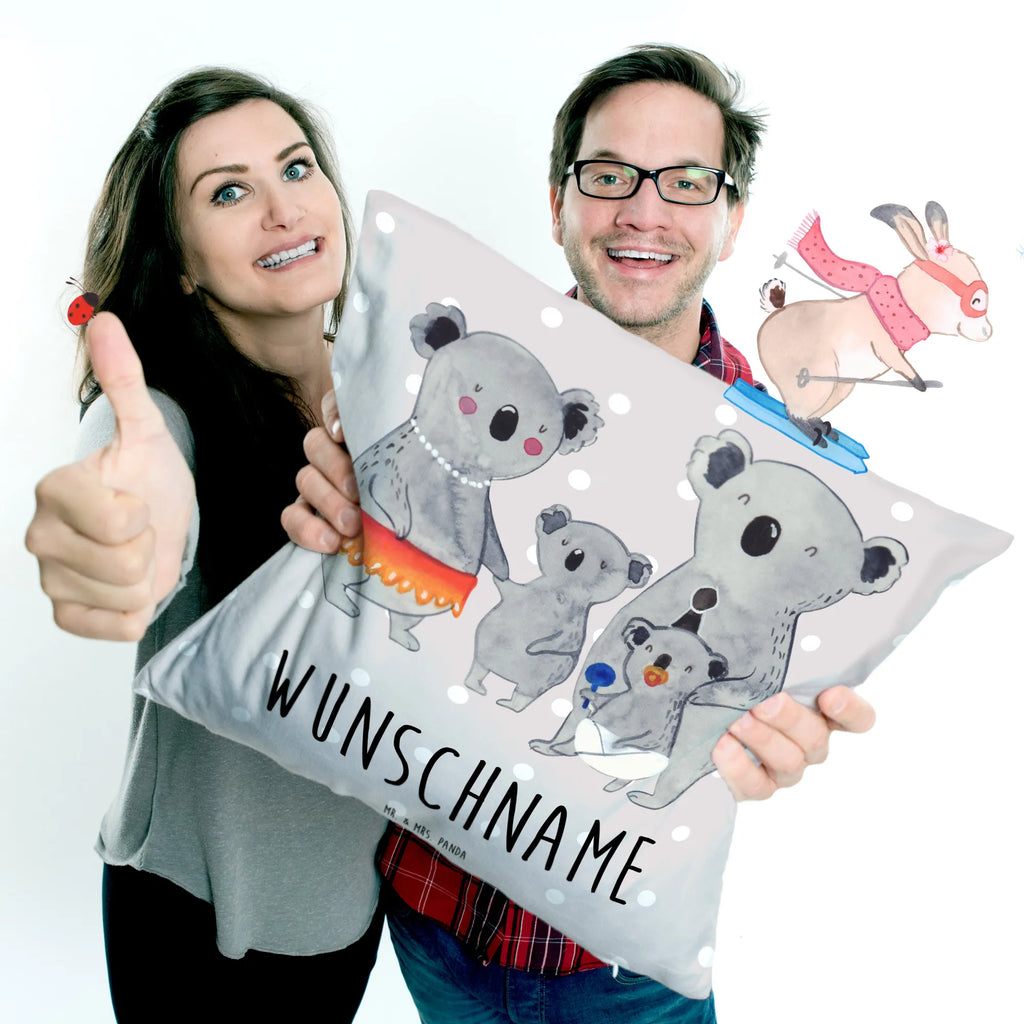 Personalised cushion Koala Family bedrucken, Wunschname, Kissen, Name, personalisiert, Kopfkissen, Familie, Vatertag, Muttertag, Bruder, Schwester, Mama, Papa, Oma, Opa, Koalas, Family, Kinder, Familienleben, Koala, Geschwister
