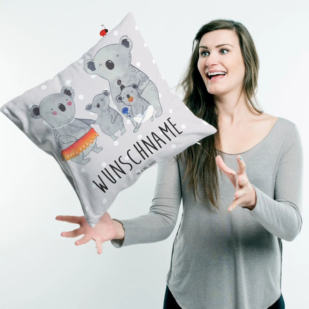 Personalised cushion Koala Family bedrucken, Wunschname, Kissen, Name, personalisiert, Kopfkissen, Familie, Vatertag, Muttertag, Bruder, Schwester, Mama, Papa, Oma, Opa, Koalas, Family, Kinder, Familienleben, Koala, Geschwister