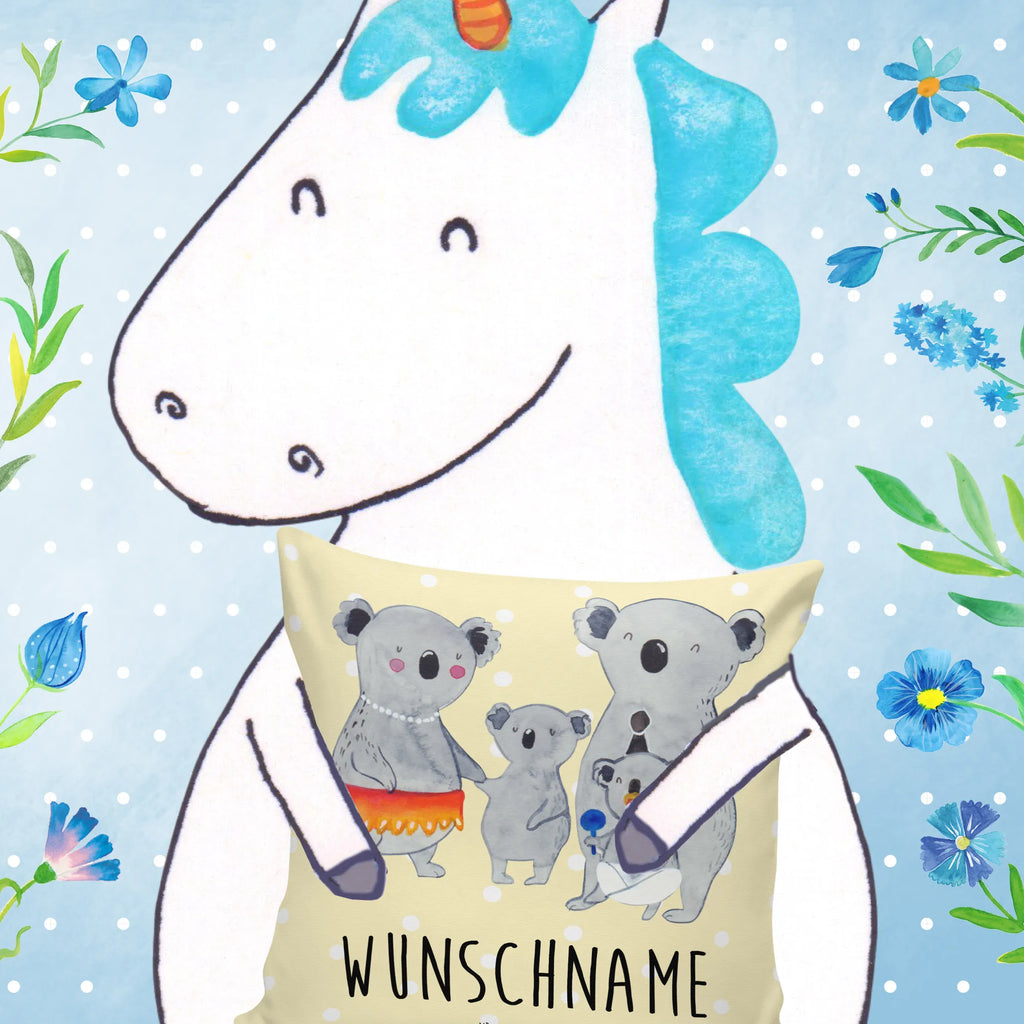 Personalised cushion Koala Family bedrucken, Wunschname, Kissen, Name, personalisiert, Kopfkissen, Familie, Vatertag, Muttertag, Bruder, Schwester, Mama, Papa, Oma, Opa, Koalas, Family, Kinder, Familienleben, Koala, Geschwister