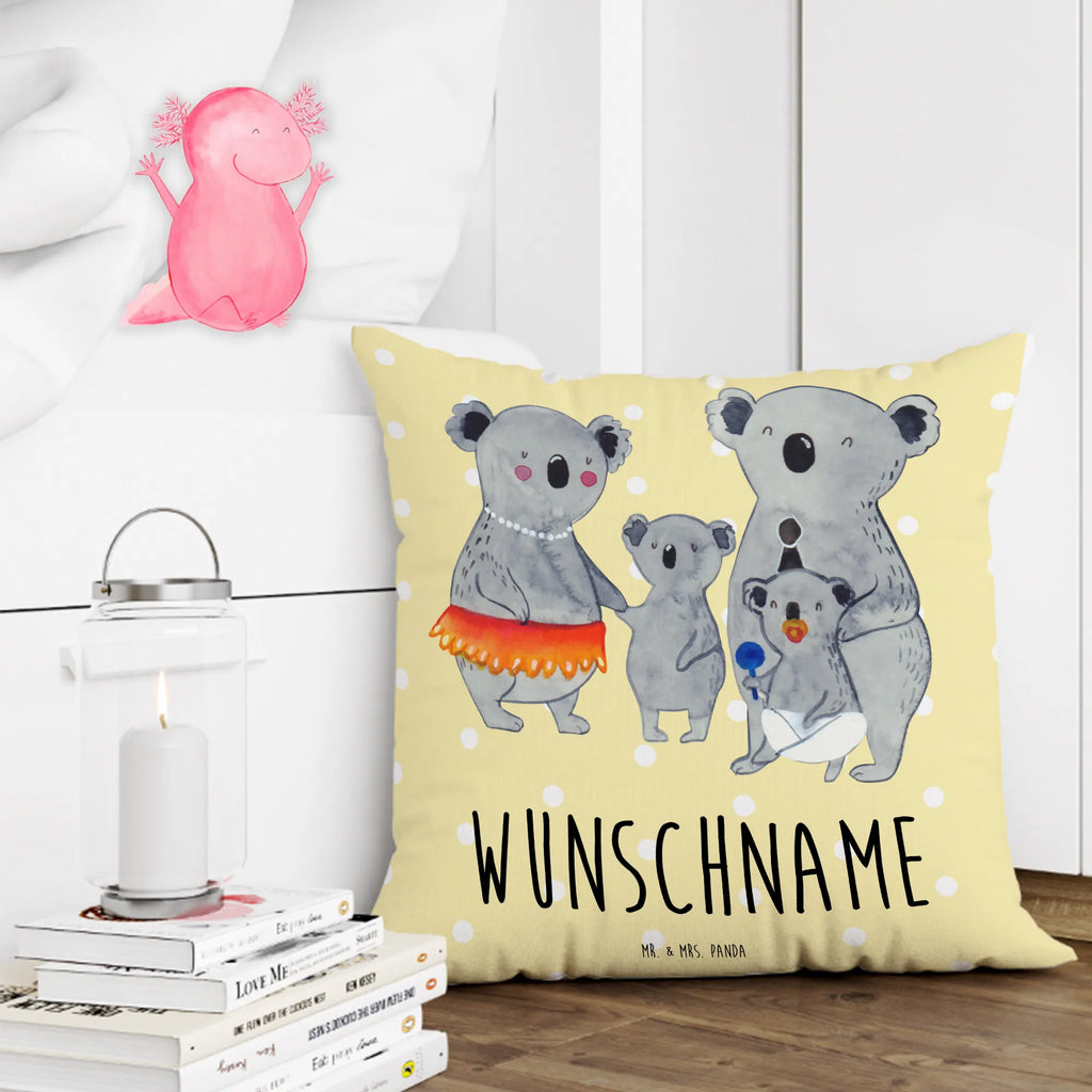 Personalised cushion Koala Family bedrucken, Wunschname, Kissen, Name, personalisiert, Kopfkissen, Familie, Vatertag, Muttertag, Bruder, Schwester, Mama, Papa, Oma, Opa, Koalas, Family, Kinder, Familienleben, Koala, Geschwister
