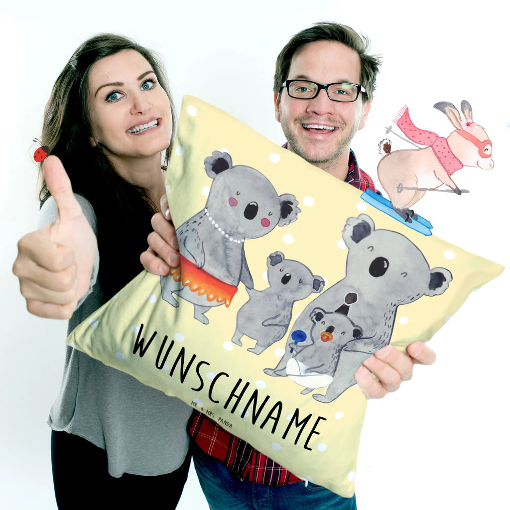 Personalised cushion Koala Family bedrucken, Wunschname, Kissen, Name, personalisiert, Kopfkissen, Familie, Vatertag, Muttertag, Bruder, Schwester, Mama, Papa, Oma, Opa, Koalas, Family, Kinder, Familienleben, Koala, Geschwister