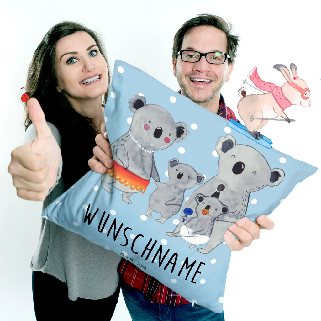 Personalised cushion Koala Family bedrucken, Wunschname, Kissen, Name, personalisiert, Kopfkissen, Familie, Vatertag, Muttertag, Bruder, Schwester, Mama, Papa, Oma, Opa, Koalas, Family, Kinder, Familienleben, Koala, Geschwister