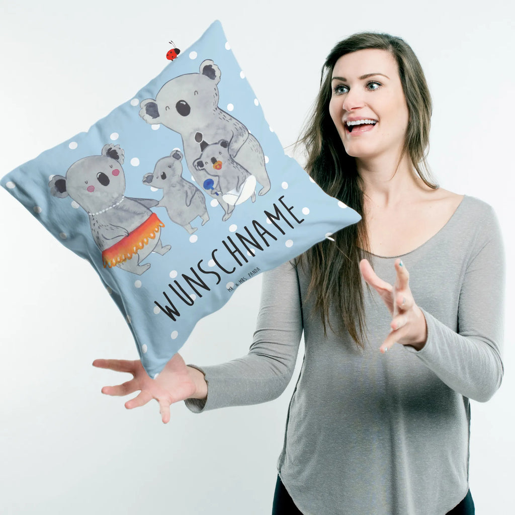 Personalised cushion Koala Family bedrucken, Wunschname, Kissen, Name, personalisiert, Kopfkissen, Familie, Vatertag, Muttertag, Bruder, Schwester, Mama, Papa, Oma, Opa, Koalas, Family, Kinder, Familienleben, Koala, Geschwister