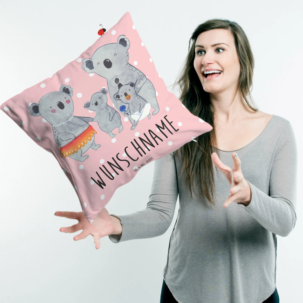 Personalised cushion Koala Family bedrucken, Wunschname, Kissen, Name, personalisiert, Kopfkissen, Familie, Vatertag, Muttertag, Bruder, Schwester, Mama, Papa, Oma, Opa, Koalas, Family, Kinder, Familienleben, Koala, Geschwister
