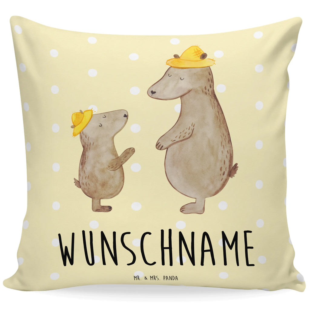 Personalised cushion Bears with hats Kissen, Name, Kopfkissen, Personalisiert, Wunschname, Bedrucken, Schwester, Familie, Vatertag, Opa, Oma, Muttertag, Papa, Mama, Bruder, Bären, Kind, Paps, Lieblingsmensch, Kinder, Dad, Söhne, Papi, Bär, Vorbild, Daddy, Vater-Sohn, Vater, Sohn, Family